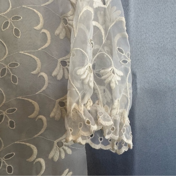 Vtg Handmade Sheer Girl Dress Delicate Details High Neck A Line See Measurements - Picture 2 of 7